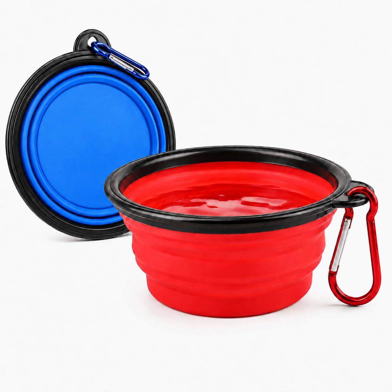 2 Pack Collapsible Dog Bowls with Clips, 350 ml Silicone Travel Bowls