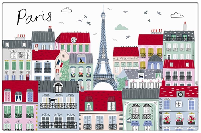 Set de Table Paris Tour Eiffel - Motif Toits de Paris Couvrant Les immeubles typiquement parisiens