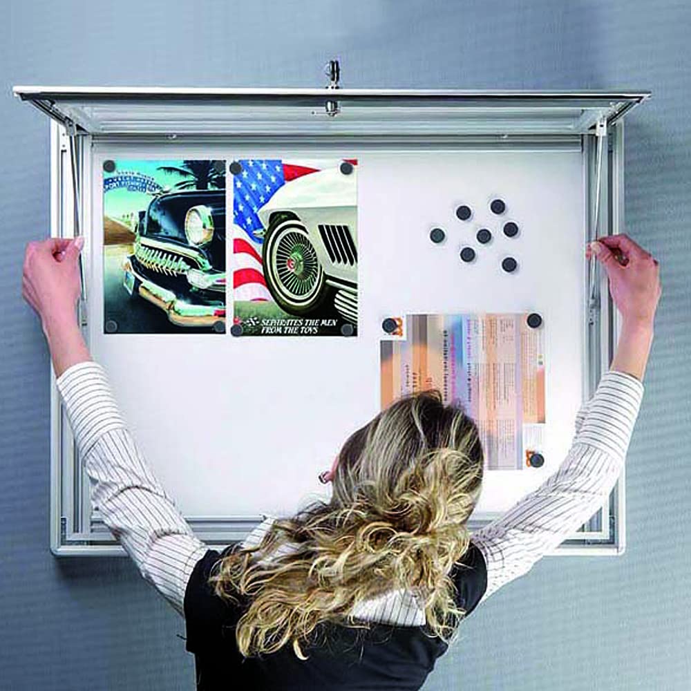 DisplayLager - Magnetischer Schaukasten 6xA4 m. Verschluss, für Whiteboard Marker geeignet, inkl. Magnete, Aufhängeprofil, Befestigungsmaterial, Schlüsselsatz