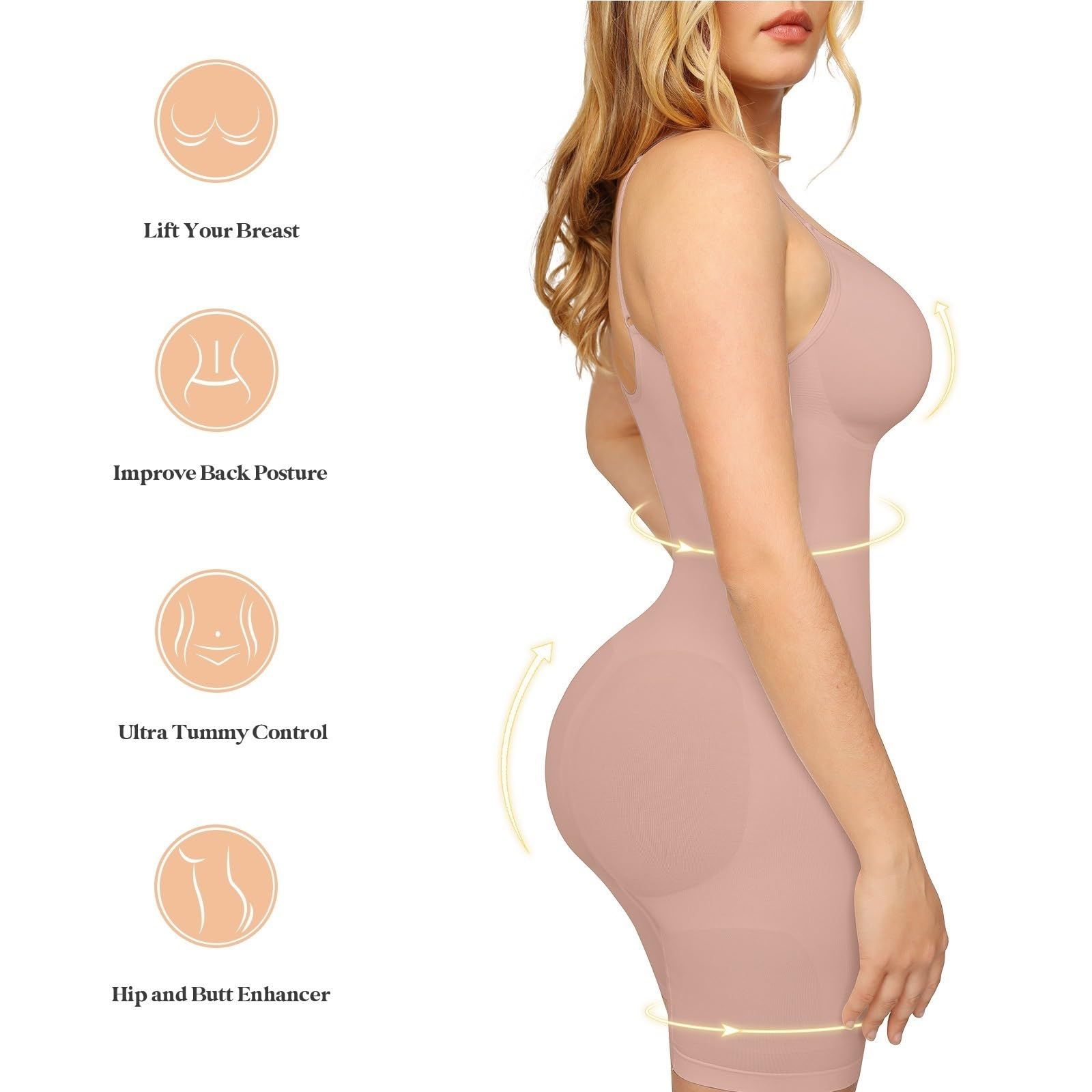 Bodysuit Shapewear 2 pezzi corsetto dimagrante in vita for donna body shaper corsetto dimagrante senza cuciture allenatore in vita shapewear body sollevatore di testa für Snellente(Brown Full Back,XS-