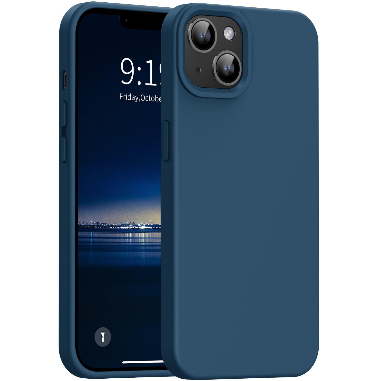 OuXulfor iPhone 14 Case, iPhone 13 Case Shockproof Liquid Silicone Protective Phone Case with Soft Anti-Scratch Microfiber Lining Ultra Slim Drop Protection Phone Cover 6.1 inch(Cobalt Blue)
