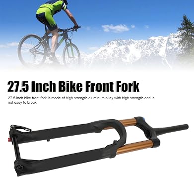 Bike Suspension Fork, 27.5 Inch 175mm Stroke Bike Front Suspension Fork, Tapered Steerer Manual Lockout Bike Front Fork, Anti Impact Cycling Suspension Fork