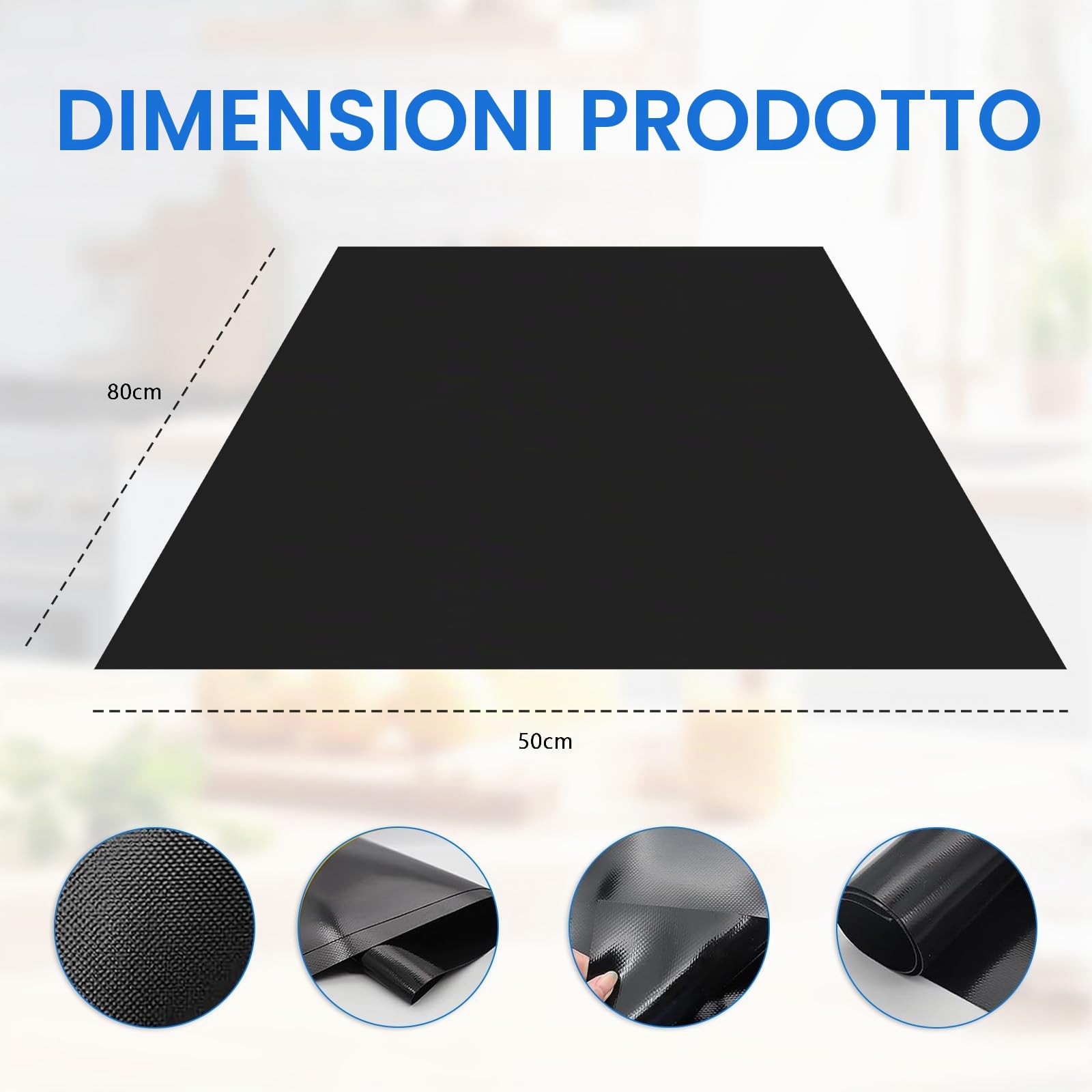SOONHUA Tappetino protettivo per piano cottura a induzione, 80 x 50 cm, in silicone, resistente al calore, per piano cottura a induzione (magnetico)
