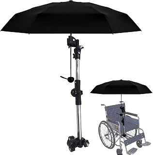 2-in-1 Schirmhalterung, 180° verstellbare Schirmhalterung, Stretch-Halterung für Kinderwagen, Kinderwagen, Rollstuhl, Fahrrad, Kinderwagen, Rollator, Stuhl