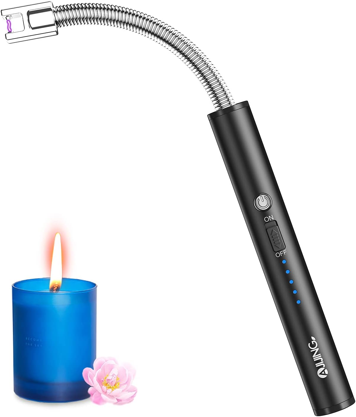 AJIJING Candle Lighter,Electric Lighter Long USB Rechargeable Arc Lighter with LED Display,Plasma Grill Lighter 360° Flexible Neck and Double Safety Switch for Candles BBQ and Fireworks (1): Health & Personal Care