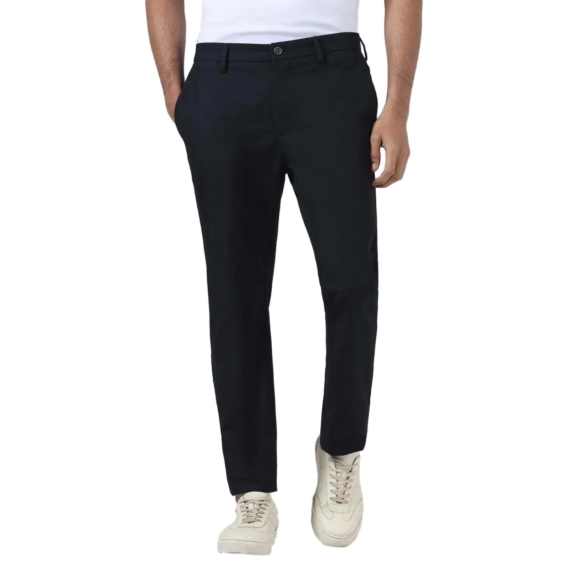 Men's Cotton Textured Slim Fit Formal Trousers-image-43