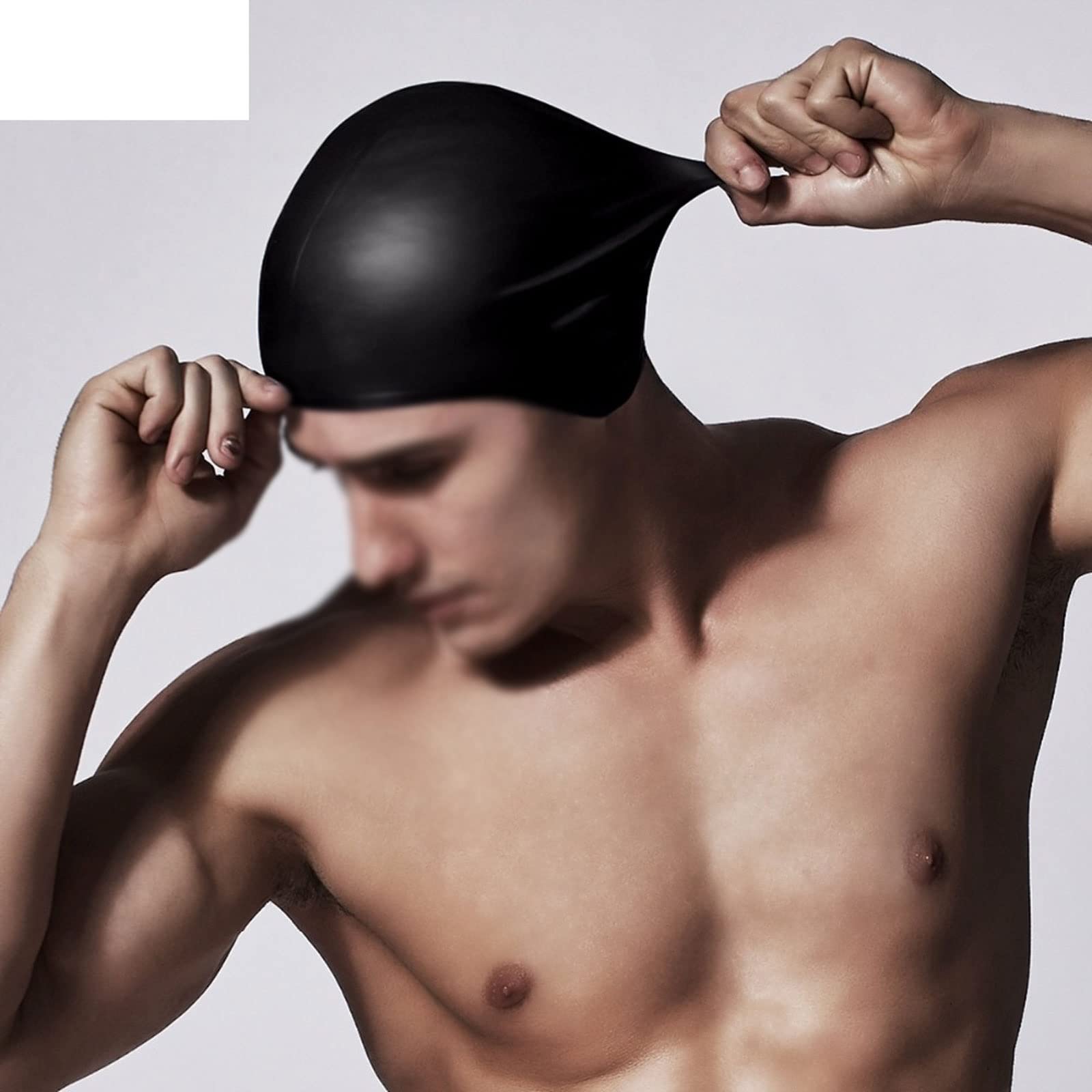 Bonnet de bain en silicone imperméable 3D élastique pour homme et femme - Bonnet de natation pour cheveux longs - Bonnet de bain pour adultes (bleu)
