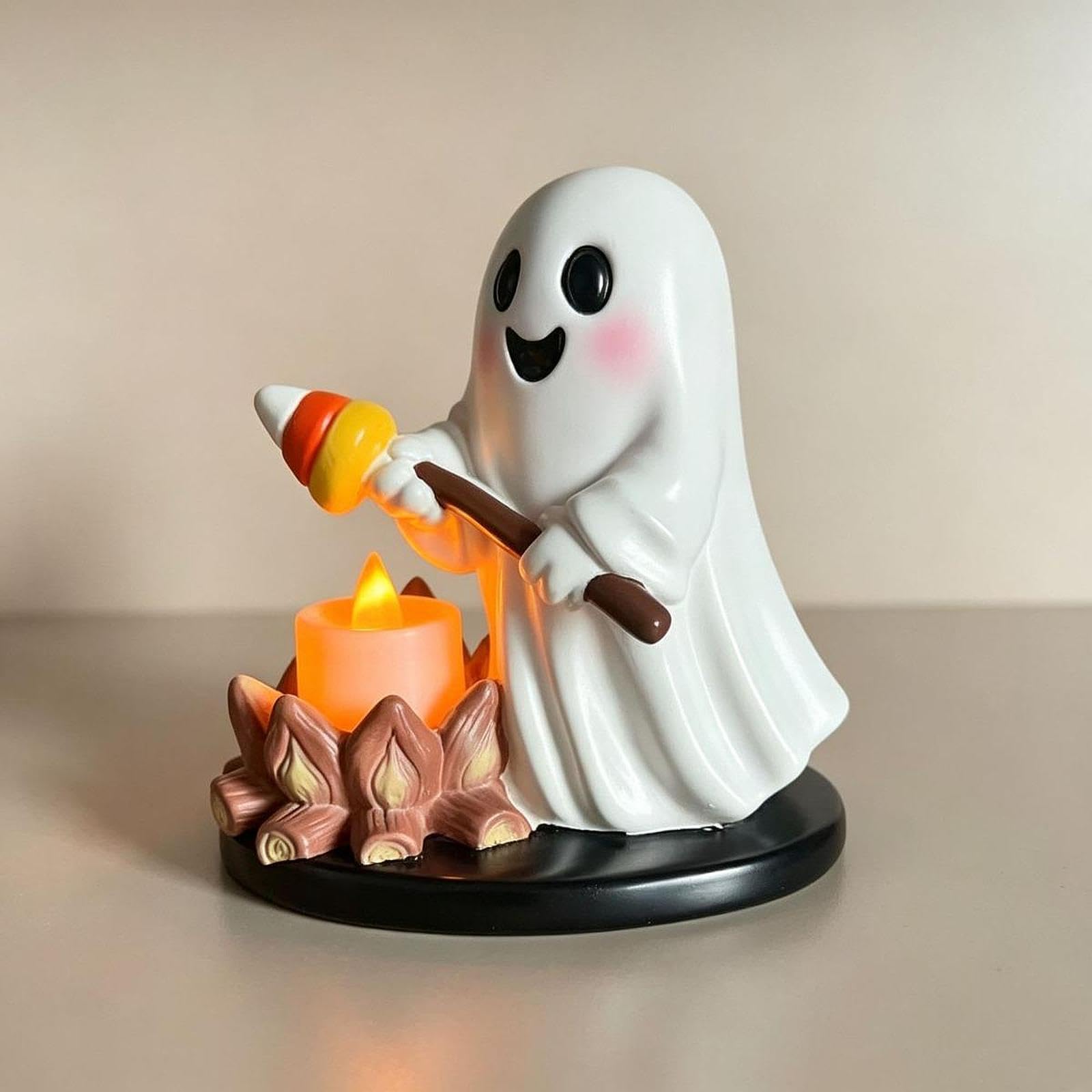 Portavelas de Té para Halloween, Portavelas para Fogata, Centro de Mesa con Figura de Resina Y Efecto de Parpadeo Dinámico, Ideal para Decoración, Style B, Individual