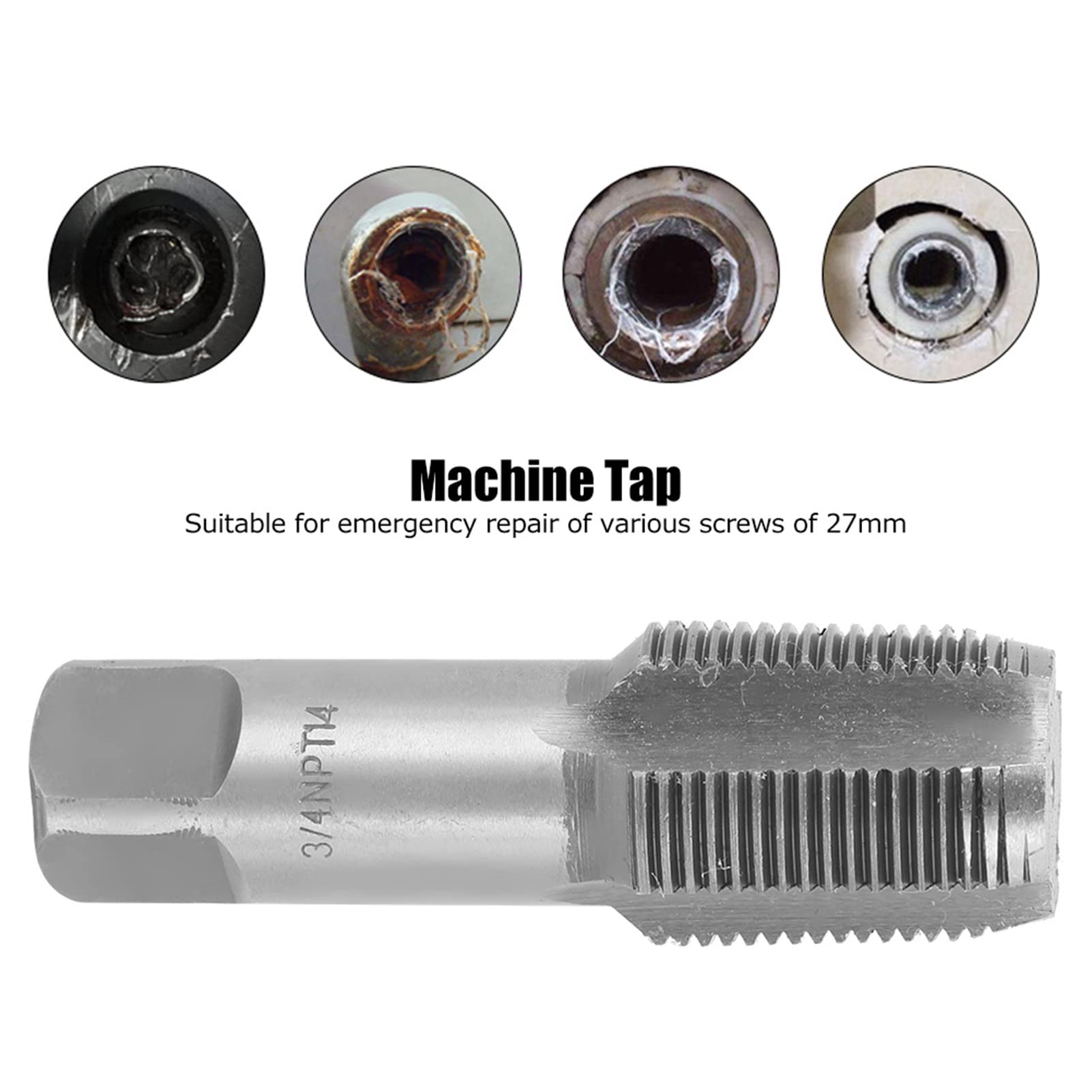 Rubinetto a macchina 3/4" maschio per filettare Acciaio ad alta velocità Riparazione filettatura Argento