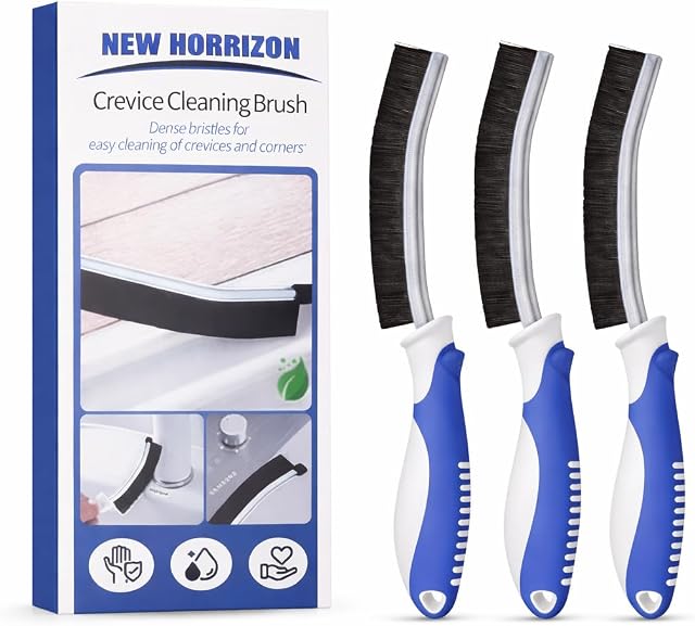 New Horrizon 3 Pack Crevice Cleaning Brush Hard Bristle Brush | Bathroom Crevice Gaps Brush, Groove Crevice Cleaning Tool, Narrow Corners in Home Kitchen Bathroom and Window