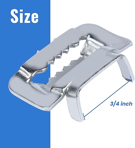 Miniatura 3 de U.S. Solid 100pcs 304 Acero Inoxidable Oreja-Lokt Hebilla Metal Bandas Clips 3/4 "Ancho Espesor Sello Tubo Abrazadera Clip de Bandas