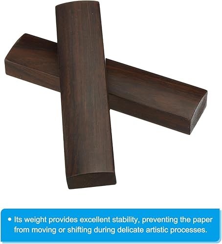 Miniatura 8 de PATIKIL Pisapapeles de madera de 9.8 x 1.6 x 1 pulgadas, paquete de 2 papeles para sujetar peso de papel, herramienta de práctica de caligrafía