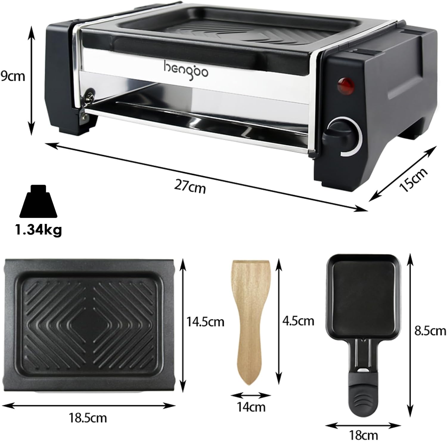 Raclette Grill, Korean BBQ Grill Electric Grill Indoor, 2 in 1 Electric Griddle Nonstick with 2 Raclette Cheese Pans, Smokeless Indoor Grill Temperature Control Ideal for Family and Party Fun