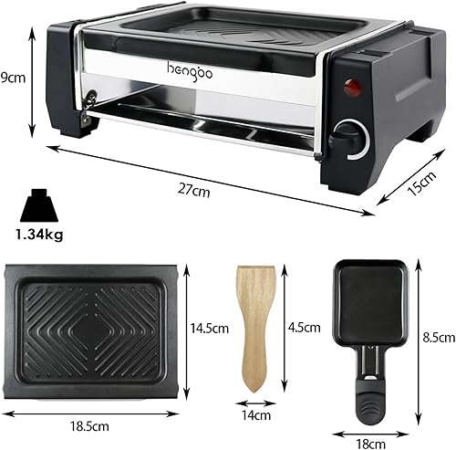 Miniatura 6 de Raclette Grill - Parrilla eléctrica coreana para interiores, parrilla eléctrica 2 en 1, antiadherente con 2 sartenes de queso Raclette, parrilla