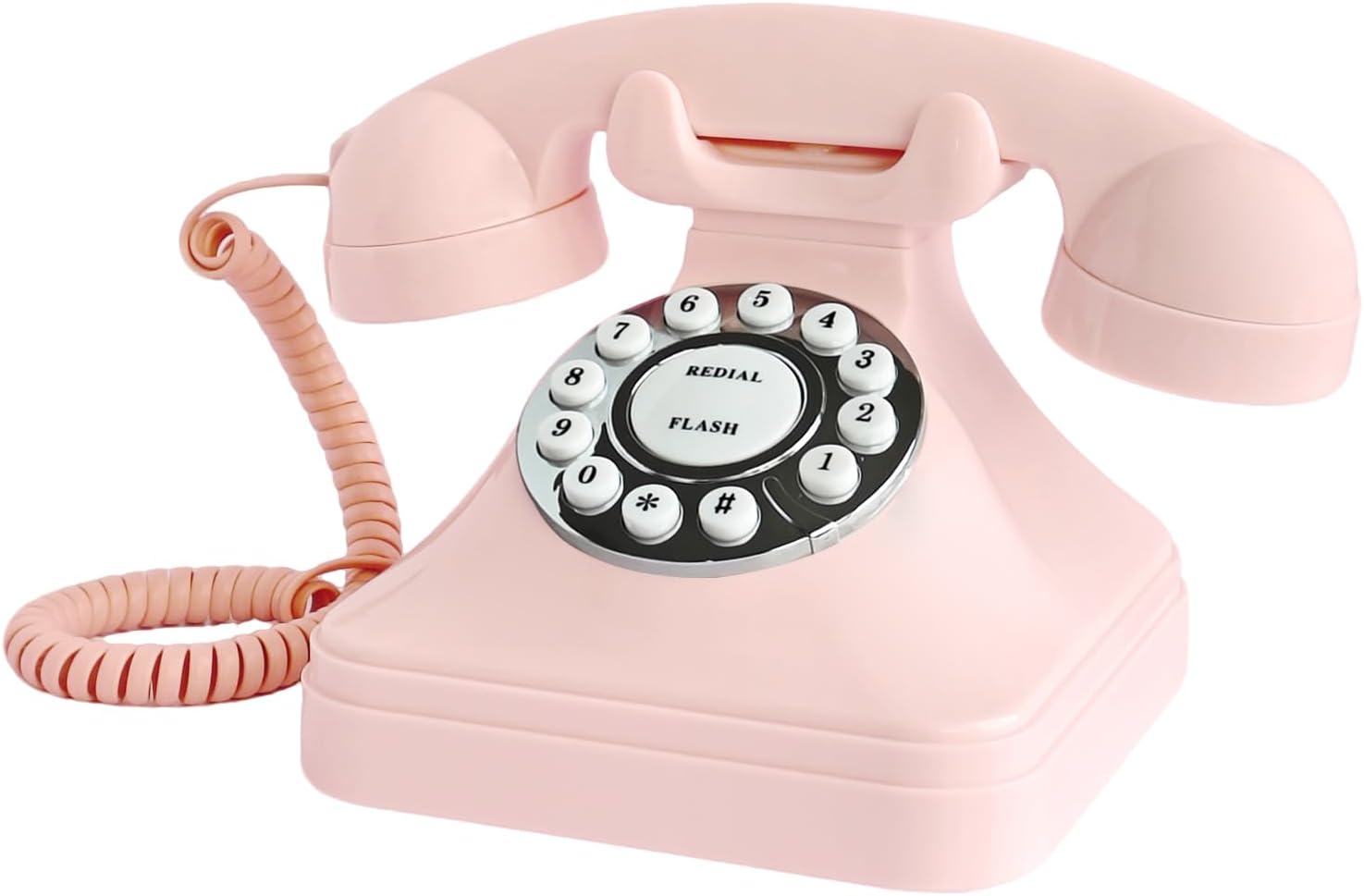TelPal Corded Pink Retro Landline Home Phone, Basic Pink Decorative Analog Telephone Set, Senior Phone for Home/Office/Hotel