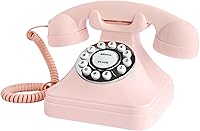 Vista 1 de TelPal Corded Pink Retro Landline Home Phone, Basic Pink Decorative Analog Telephone Set, Senior Phone for Home/Office/Hotel