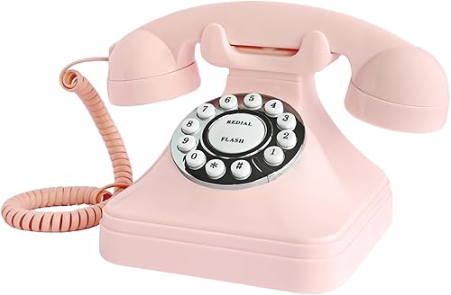 Miniatura 8 de Teléfono fijo retro para el hogar, TelPal con cable, teléfonos de escritorio de moda antigua, teléfonos analógicos decorativos básicos, teléfonos