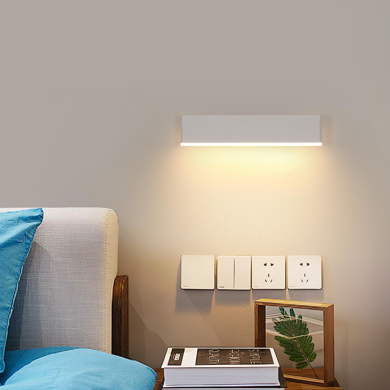 Applique Parete LED Interno, Ruotabile A 360° Moderna Bianca | Lampada da Parete in Metallo e Acrilico Per Camera da Letto, Corridoio, Soggiorno