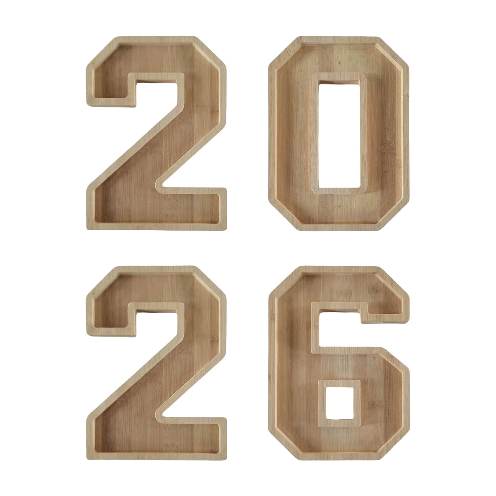 4PCS Wooden Graduation Decorations Number Charcuterie Board Box 2026 Numbers Fillable Food Tray Platters Party Supplies Party Treat Organizers