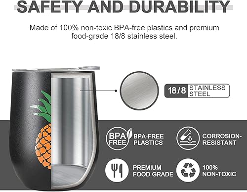 Miniatura 7 de Life's Easy Vaso de vino de acero inoxidable con tapa, 12 onzas, vaso de vino de viaje aislado al vacío con tapa, vaso de vino de viaje  Acero