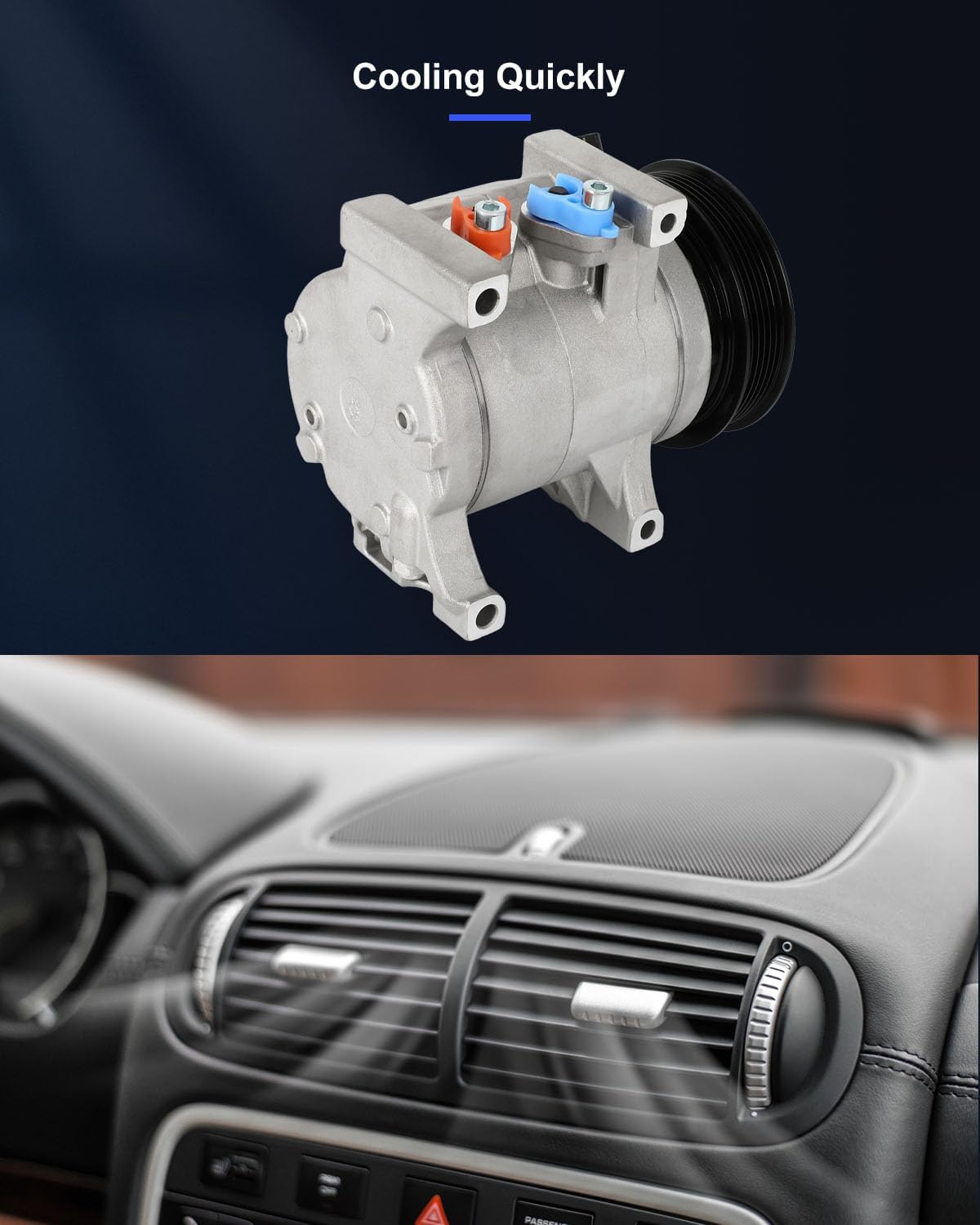 ECCPP A/C Compressor with Clutch 2011-2015 Fit for Chrysler 300 for Jeep Grand Cherokee for Dodge Durango Challenger Charger 3.6L AC Compressor Fast Cooling 6 Grooves