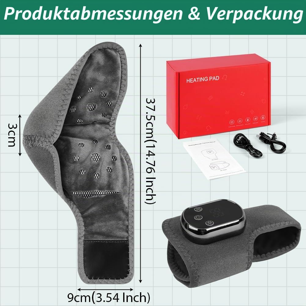 Vicloon 2 Stück Fußmassagegerät, 3-In-1-FußMassager, Kabellose Fußmassagegerät 3 Modi 5 Wärmestufen, Portable Cordless Ankle Massagers, USB Aufladbare Knöchelmassage für Frauen Männer (Grau, B)