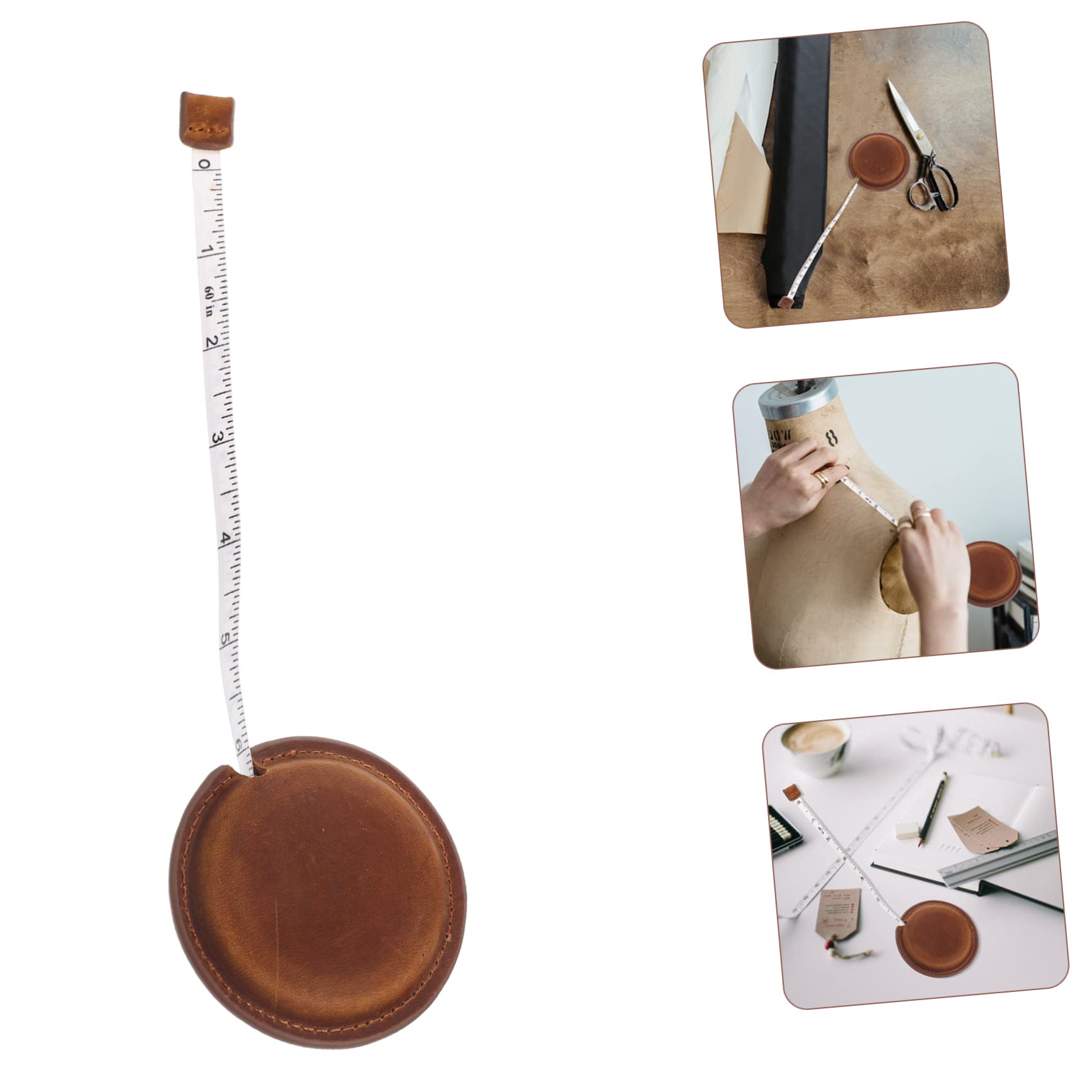 4 Piezas mini métrica measuring tape herramienta de costura herramienta de medición de costura adhesiva de doble cara métrica multiusos medidor de cuerpo Brown SHINEOFI