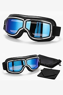 [MO FACTORY] バイク用ゴーグル 収納袋＆曇り止めクロス付 ビンテージデザイン ヘルメット対応 UVカット 防風 防塵 耐衝撃 ツーリング バイク オートバイ