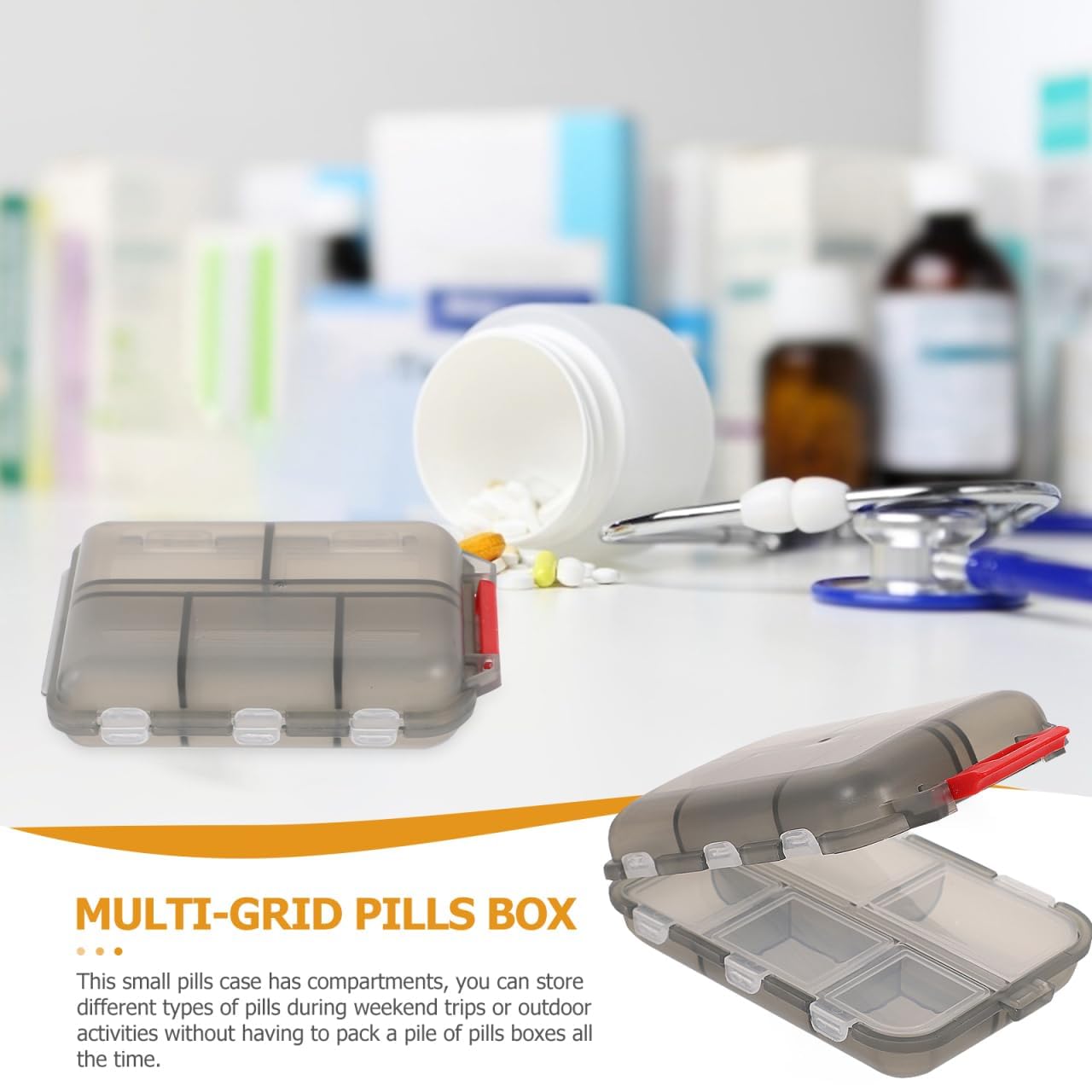 Aanahil Portable Medicine Box Double Layer Pill Case Travel Medicine Organizer with Secure Seal Mini First Aid Storage Container for Home, Office, Camping & Travel – Multy 4