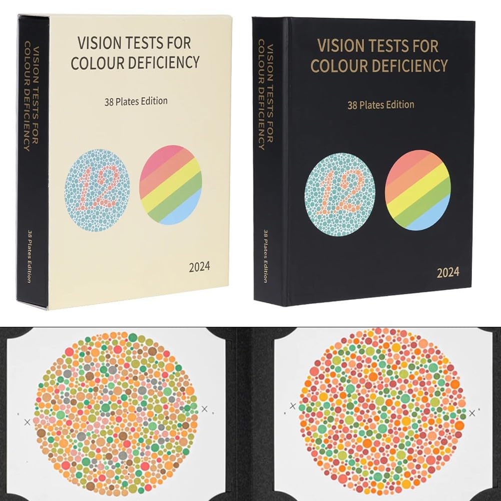 Ishihara Book 2024 – Livre de test d'optométrie de 38 pièces, livre de test de différence de couleur, test de déficience de couleur d'optométrie
