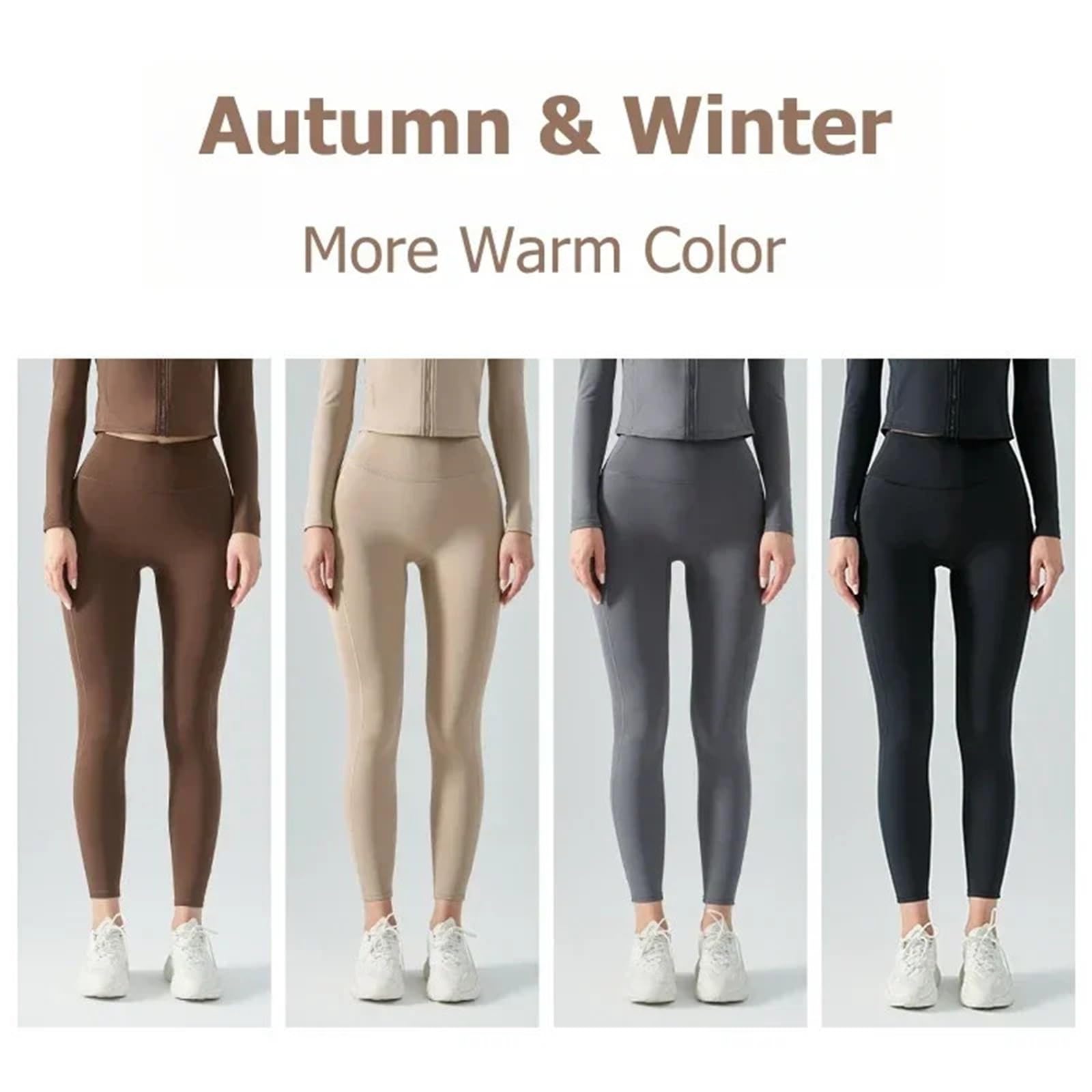 Pantaloni da yoga da donna Leggings caldi in pile autunno-inverno Leggings da palestra for allenamento a vita alta Collant fitness da donna Pantaloni invernali alla moda color pesca Leggings Yoga(Blac