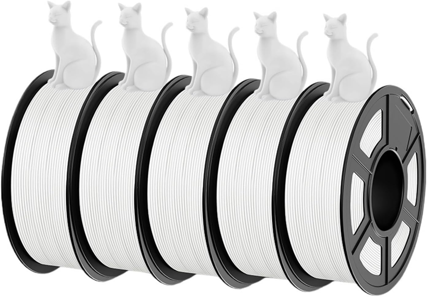 Compatible for 3D Printer Filament 1.75mm, PLA PETG Silk Wood Marble, 5-Pack Variety Bundle, 1.1KG & 0.5KG Spools(PLA Plus WT 5Roll)