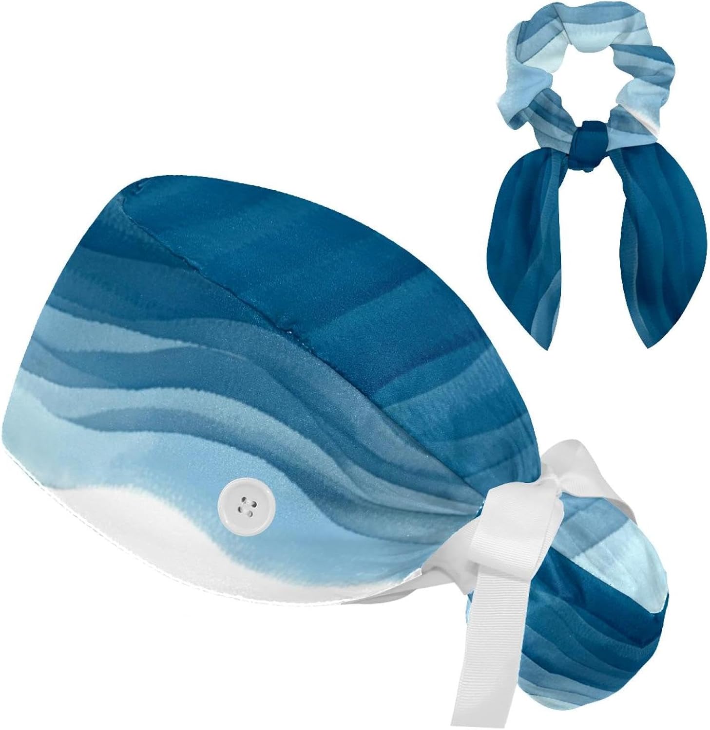 Women’s Working Cap with Button and Ribbon Tie, Long Hair with Hair Band Cute Koala in Tree Ice Cream Watermelon