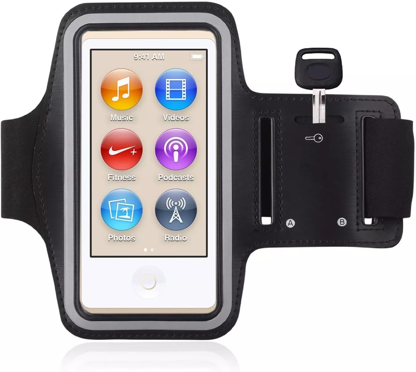 Black Neoprene Microfiber Workout Sports Armband Case Gym Carrying Pouch for iPod Nano 1st Gen - iPod Nano 2nd Gen - iPod Nano 5th Gen- iPod Nano 4th Gen