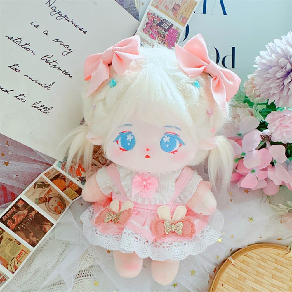 niannyyhouse 20cm Plush Doll Clothes Pink Headwear Shirt Skirt 8in Soft Stuffed Plush Toy Dress Up