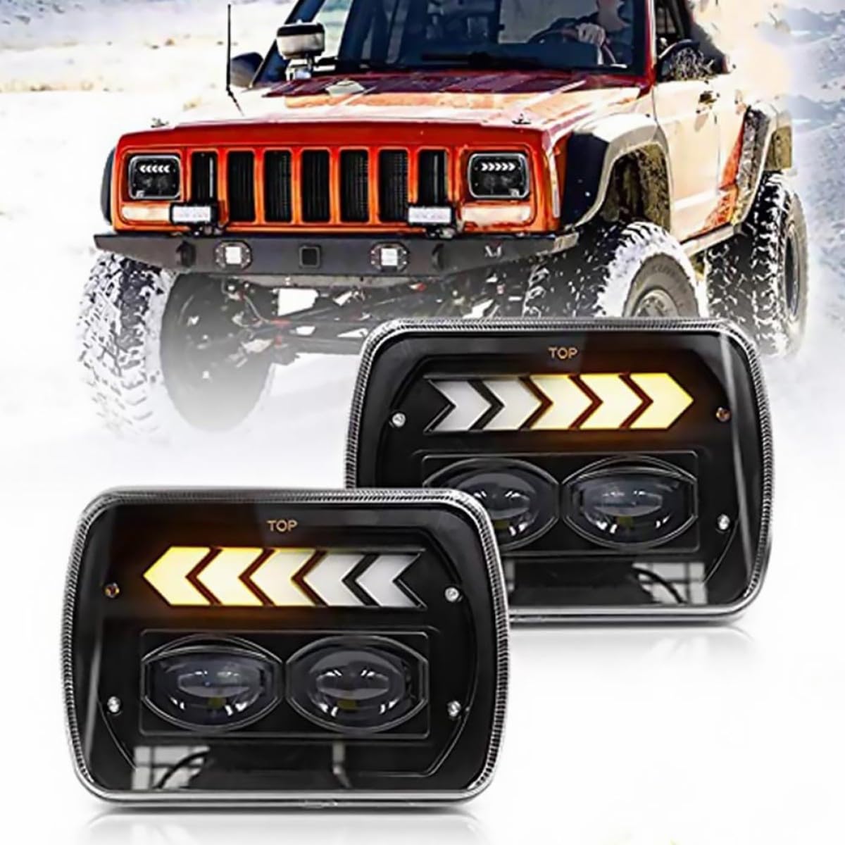 Faro Aluminio Aleación Suv Pulgadas 5x7 Par para LED 1 Negro
