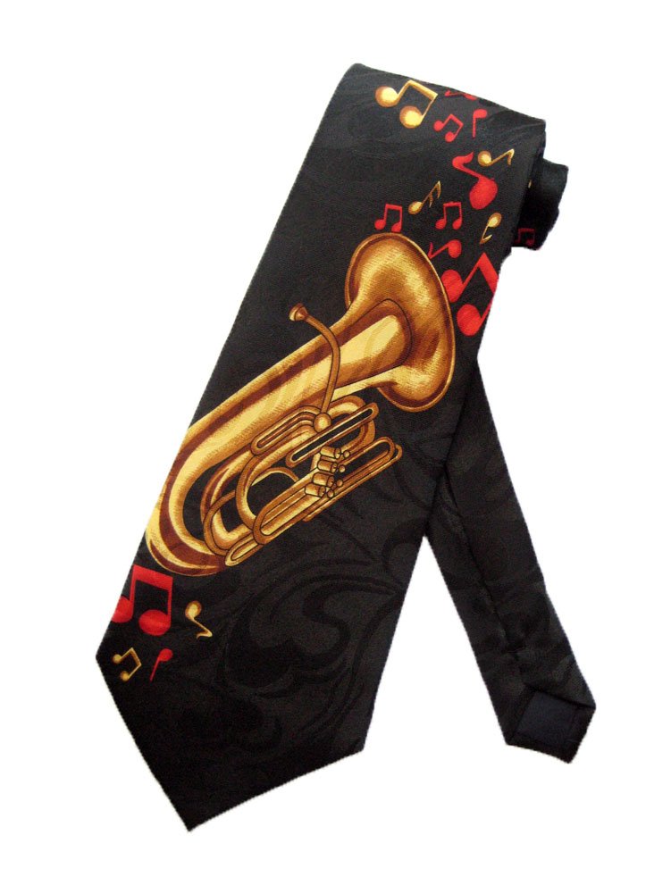 Steven Harris Mens Tuba Jazz Marching Band Necktie - Black - One Size Neck Tie
