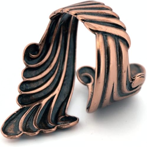 Miniatura 9 de Copper Scroll Ring, Solid Copper Bypass ring, Adjustable Pure Copper Jewelry