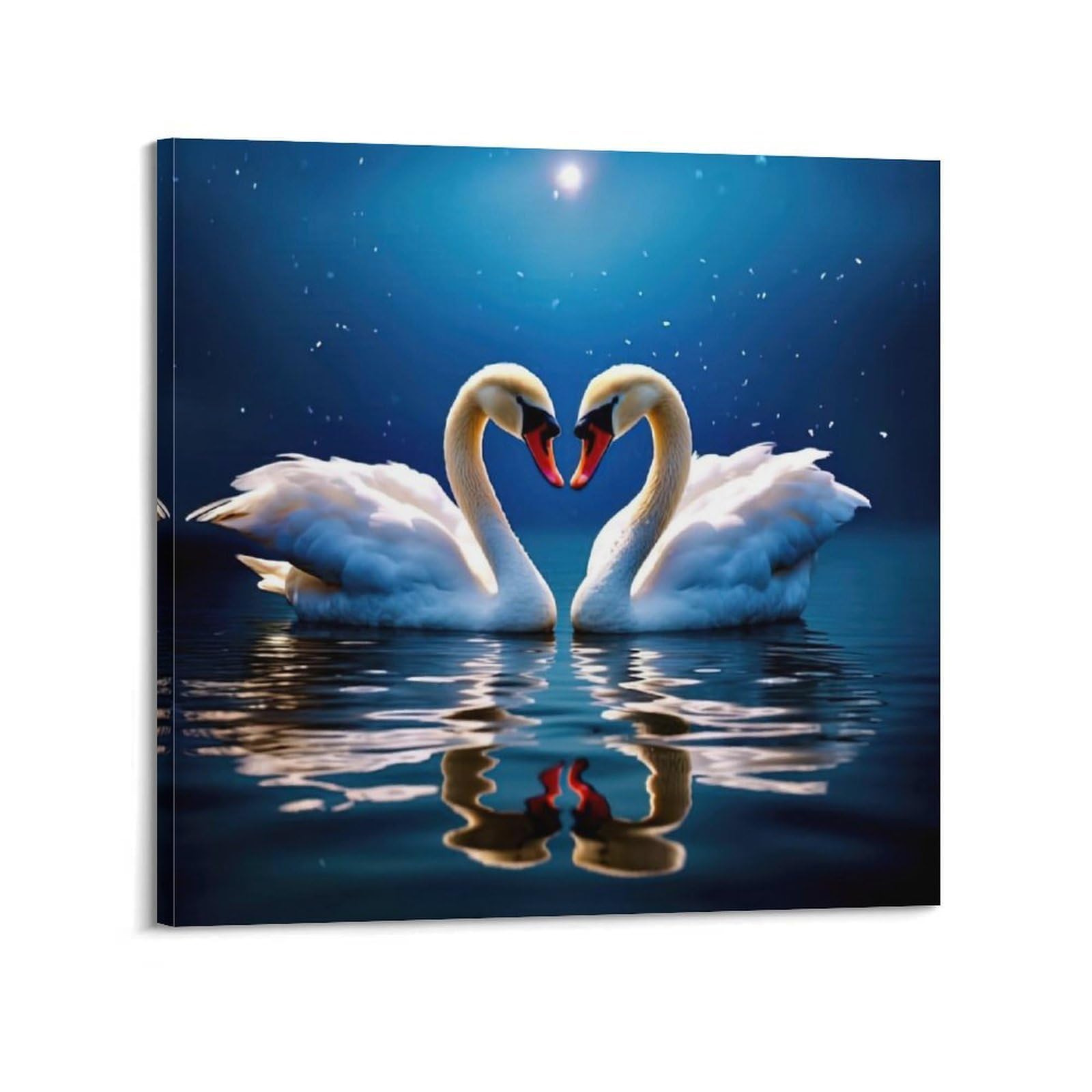 Animal Artwork Poster Two Swans on The Lake Poster Decorative Painting Canvas Wall Posters And Art Picture Print Modern Family Bedroom Decor Posters 28x28inch(70x70cm)