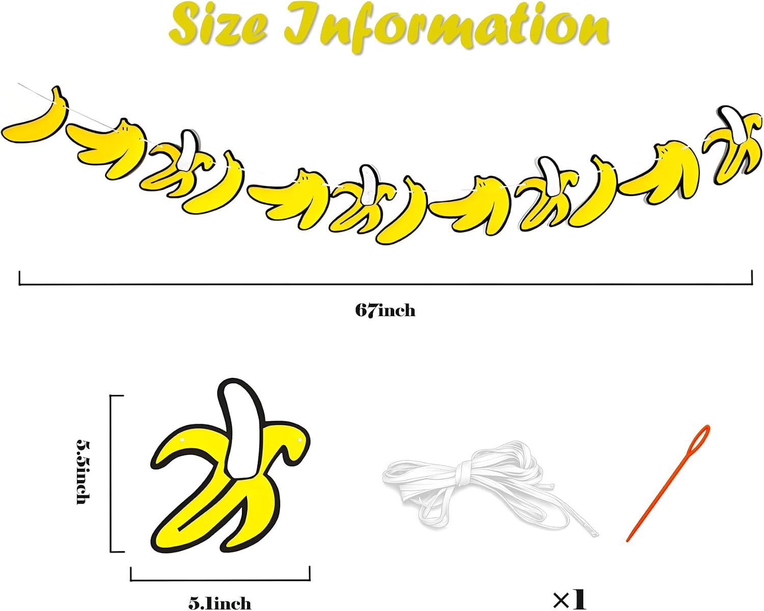 2pcs Banana Party Banner Yellow Banana Garland Twotti Frutti Banners Decor Tropical Fruit Party Supplies for Birthday image 3