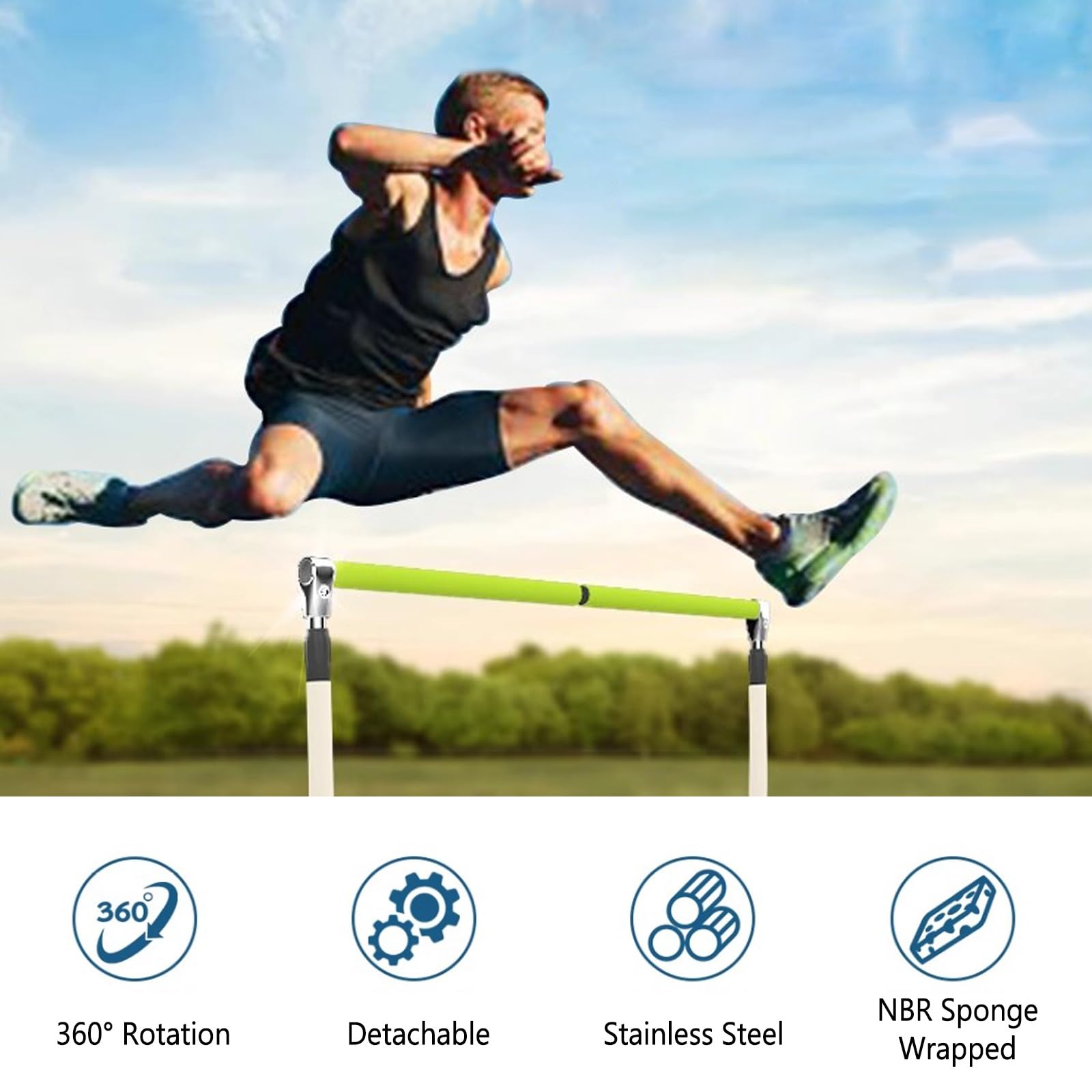 Agility Trainingshürden, 5 höhenverstellbare 360° drehbare Hindernisse, Edelstahl für Outdoor-Fußball und Workout