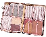 PACTIVE Packing Cubes for Travel, 6/7/8/9 Set Luggage Organizer (7 Pink Striped)