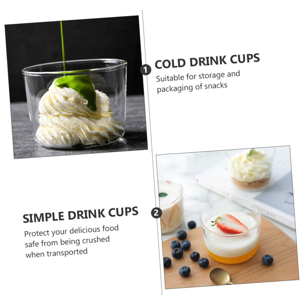 TOYANDONA Vasos de Postre de Vidrio 200 Ml 4 Unidades Tazas de Mousse Redondeadas Resistentes al Calor para Bebidas Frías y Snacks Hogar