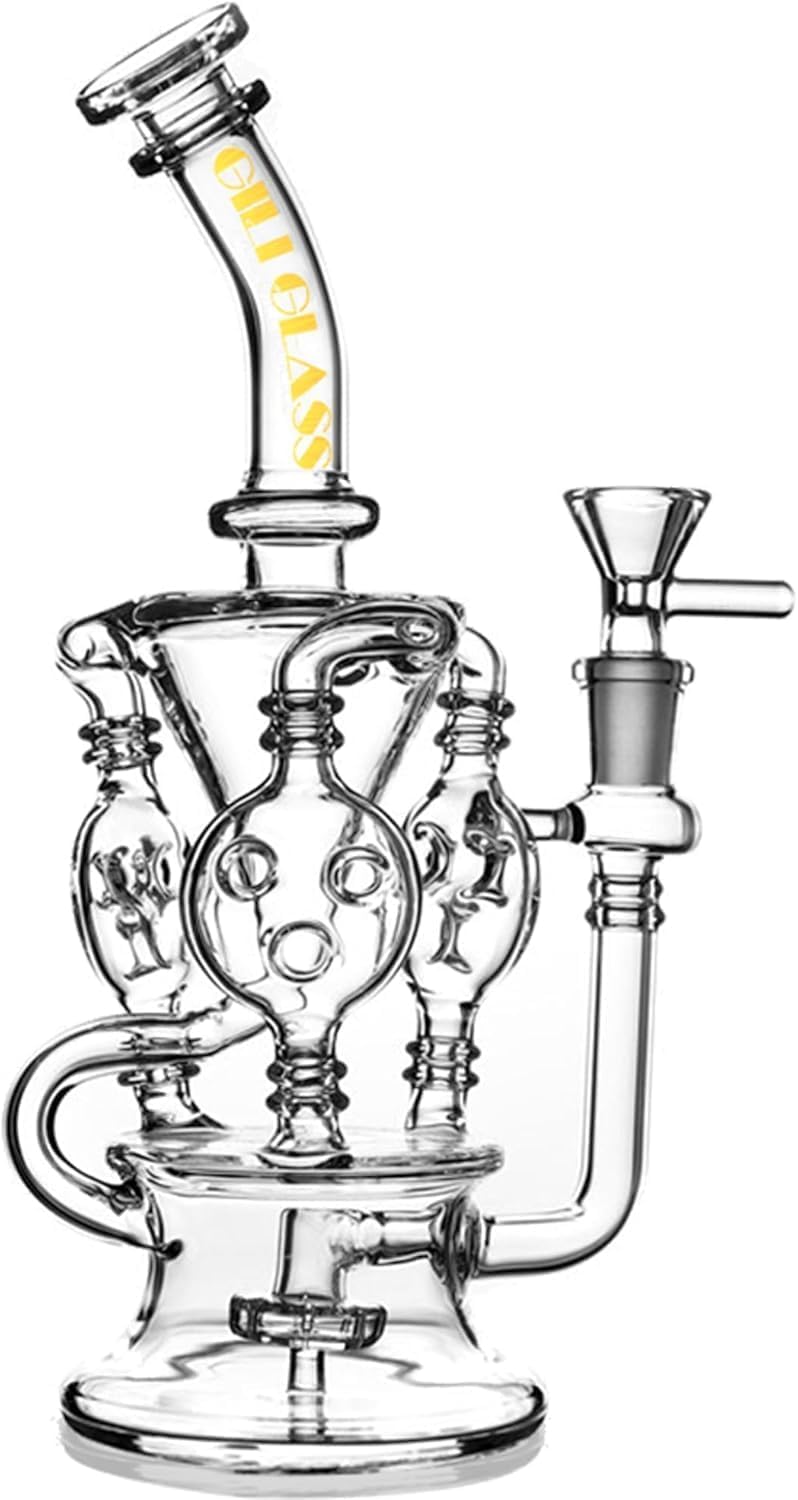 Bong pipa de agua de vidrio reciclador de 9,6" – 4 mm de grosor, 340 g, junta 14F