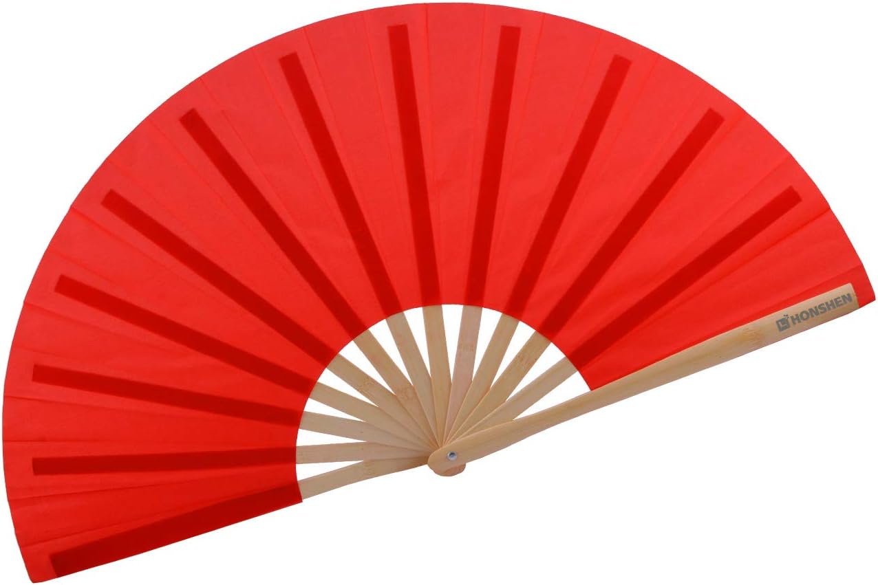 Buy Honshen Bamboo Large Folding Hand Fans Performance Fan For Events Dance Performance Festivals Gift Red Online In Indonesia B07nvq3fq7