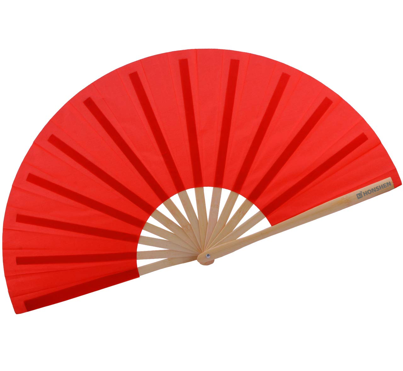 HONSHENBamboo Large Folding Hand Fans Performance Fan for Events Dance Performance Festivals Gift (Red)