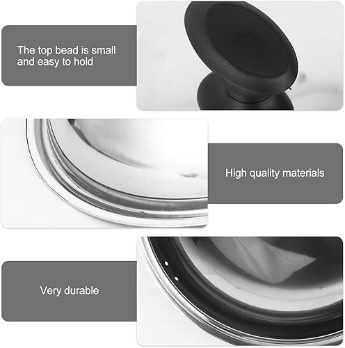 Miniatura 4 de DOITOOL Cubierta universal de 14.2 in para sartenes y ollas de acero inoxidable con mango fresco, tapas de cúpula de cocina, reemplazo de tapas de