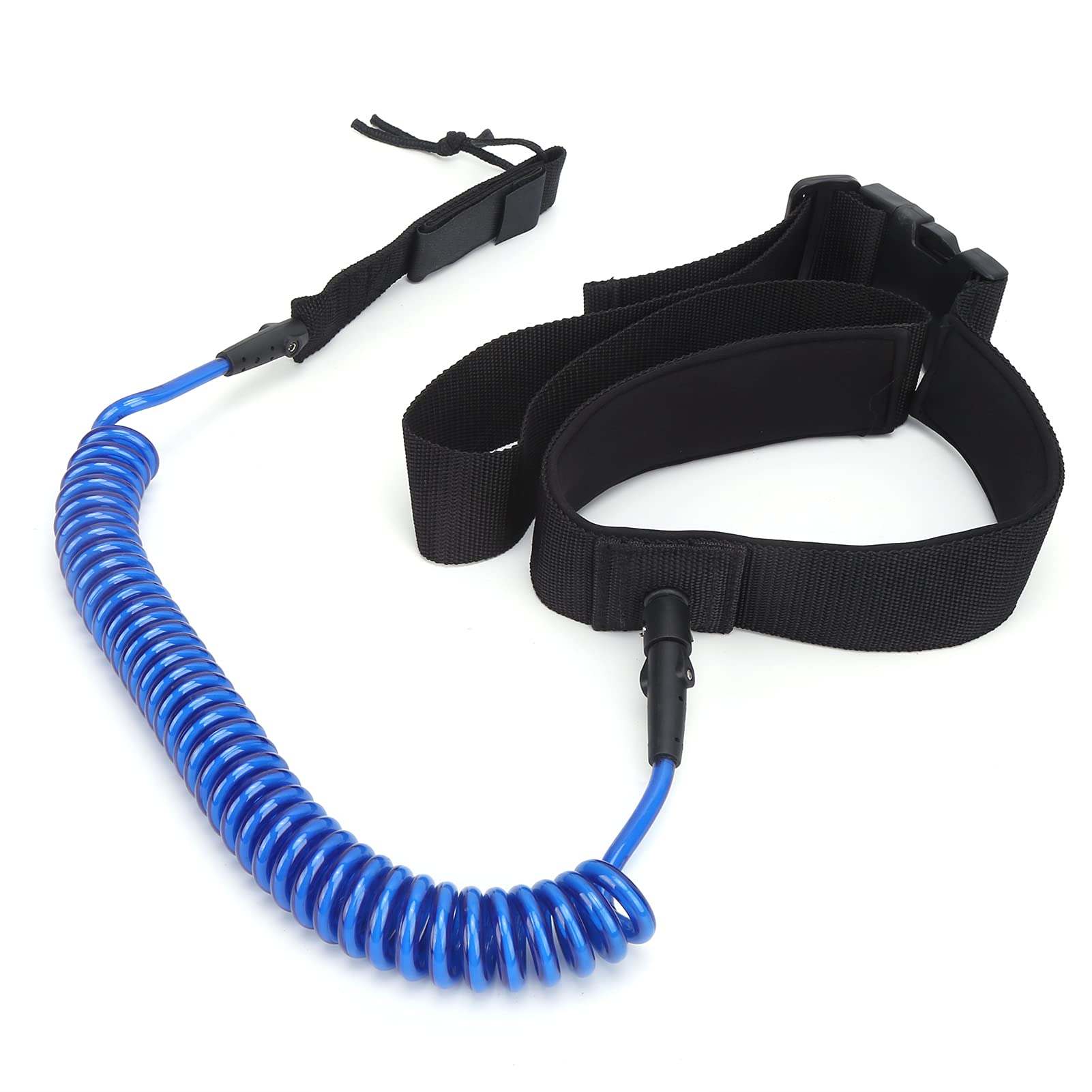 Tyenaza Surfboard Leash,TPU Heliciform Comfortable HighElastic Surfing Safety Traction Rope Soft Hand Guard, Quick Circulation, High Strength Rope, Nylon Strap Design (Blue Transparent White core)