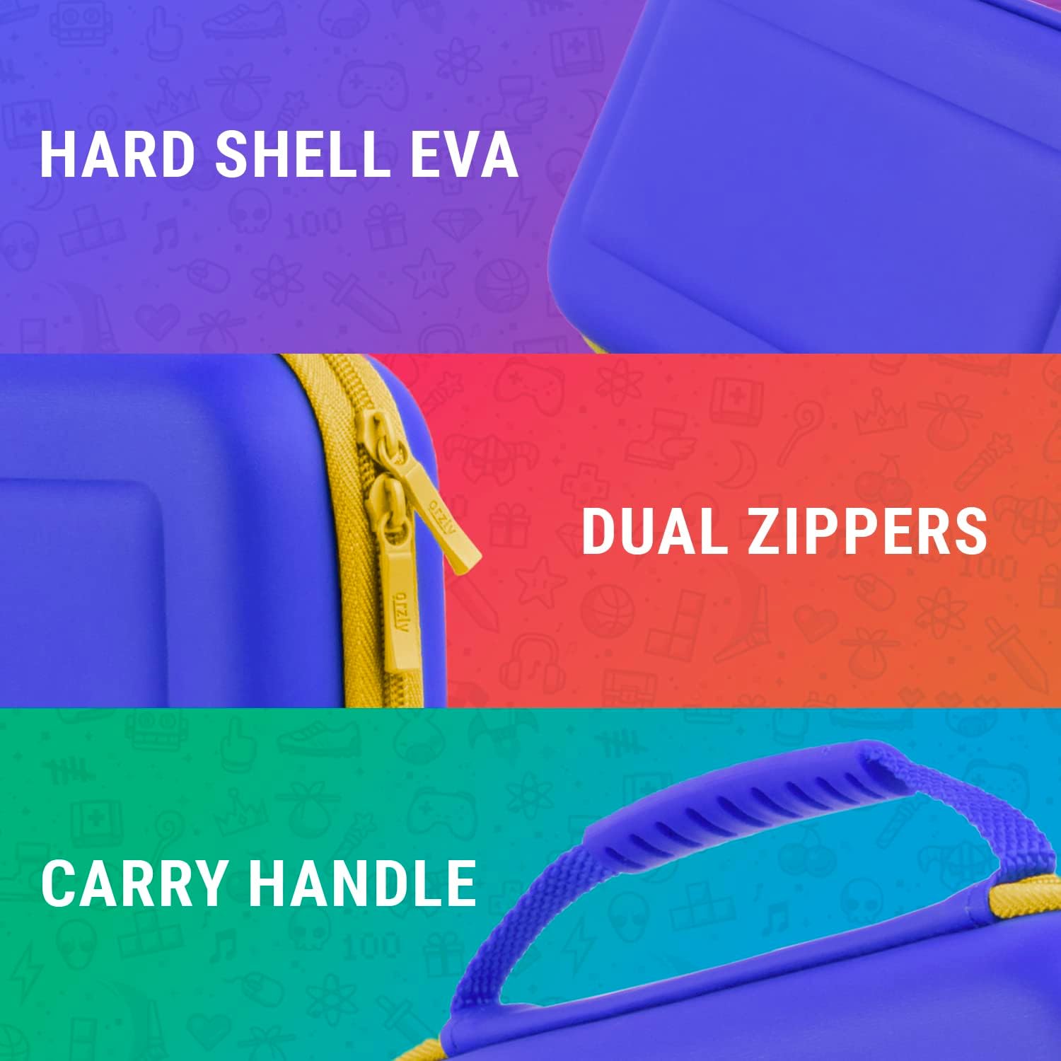 Orzly Switch Case for Nintendo Switch/ Switch OLED - Fortnite Joycon themed Nintendo Switch case with Accessories and Gamecard Storage - Protective Travel Carry Case (Blue/ Yellow) - Image 6