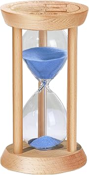 SuLiao Wooden Sand Timer 20 Minute Hourglass, Wood Blue Sand Clock, Small Watch 20 Min Timer, Hour Glass Sandglass for Home, Reloj De Arenai, Office, Decorative, Game, Classroom